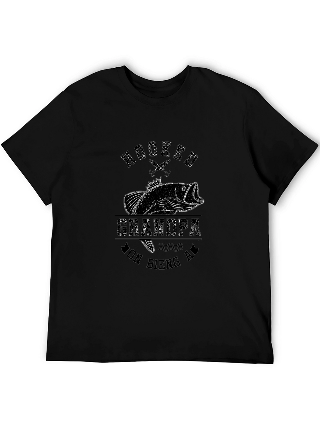 Hooked Grandpa Fishing T-Shirt - Mens Black
