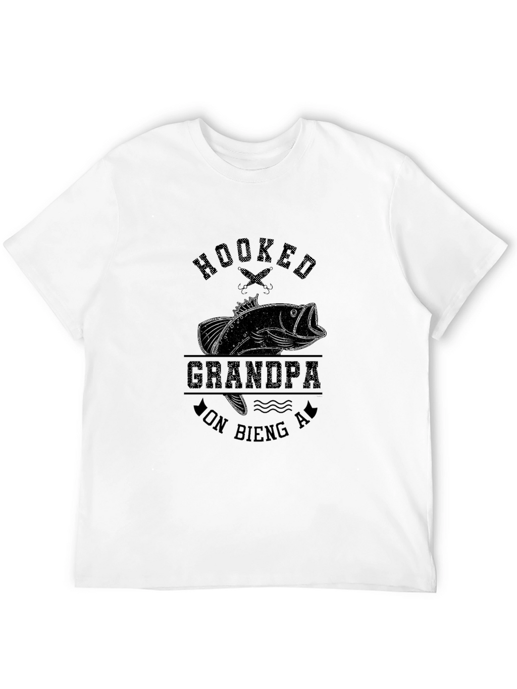 Hooked Grandpa Fishing T-Shirt - Mens Black