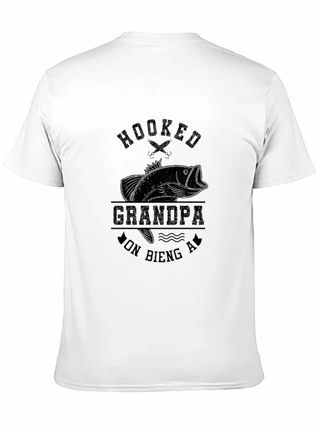 Hooked Grandpa Fishing T-Shirt - Mens Black