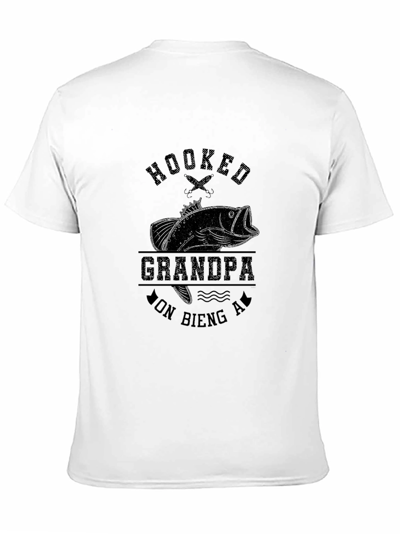 Hooked Grandpa Fishing T-Shirt - Mens Black