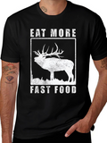 Eat More Fast Food Elk T-Shirt - Black