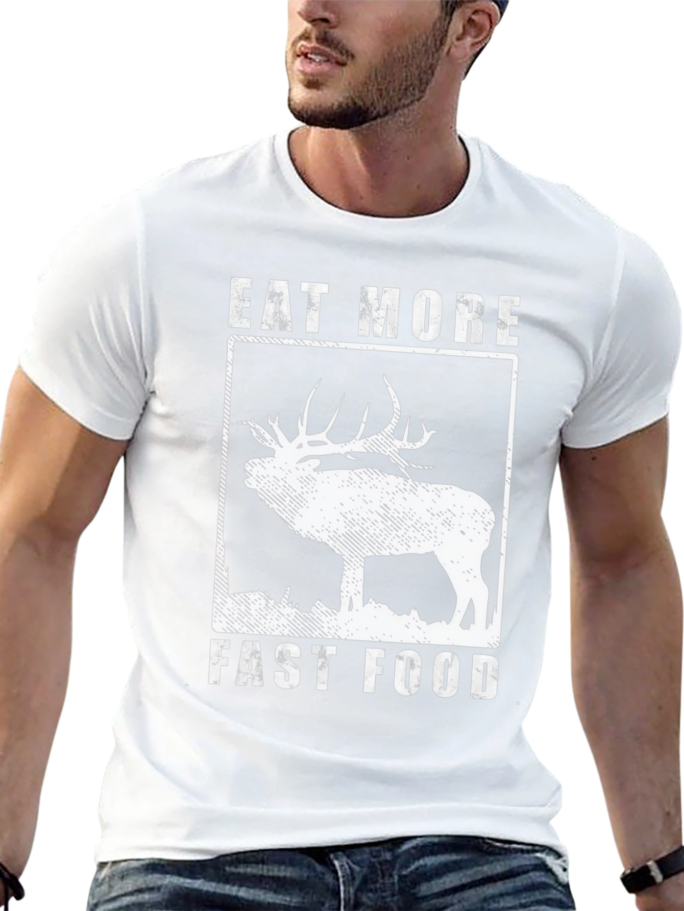 Eat More Fast Food Elk T-Shirt - Black
