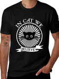 In Cat We Believe Black Graphic Tee