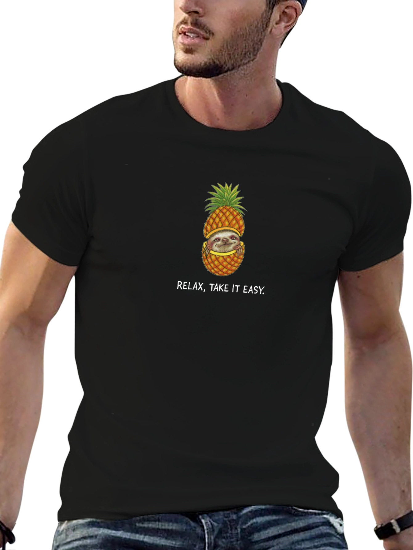 Relax Take It Easy Sloth Pineapple T-Shirt