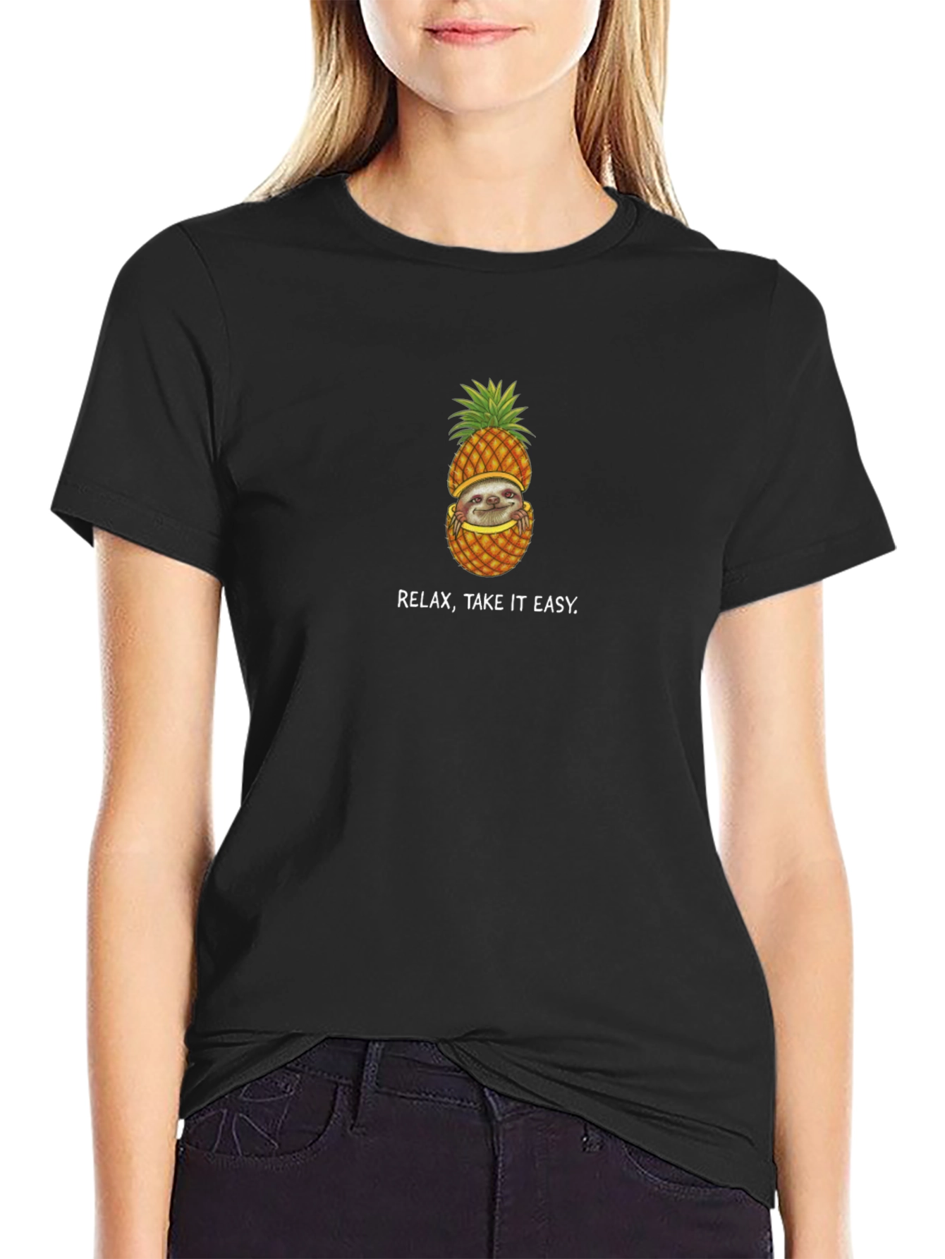 Relax Take It Easy Sloth Pineapple T-Shirt