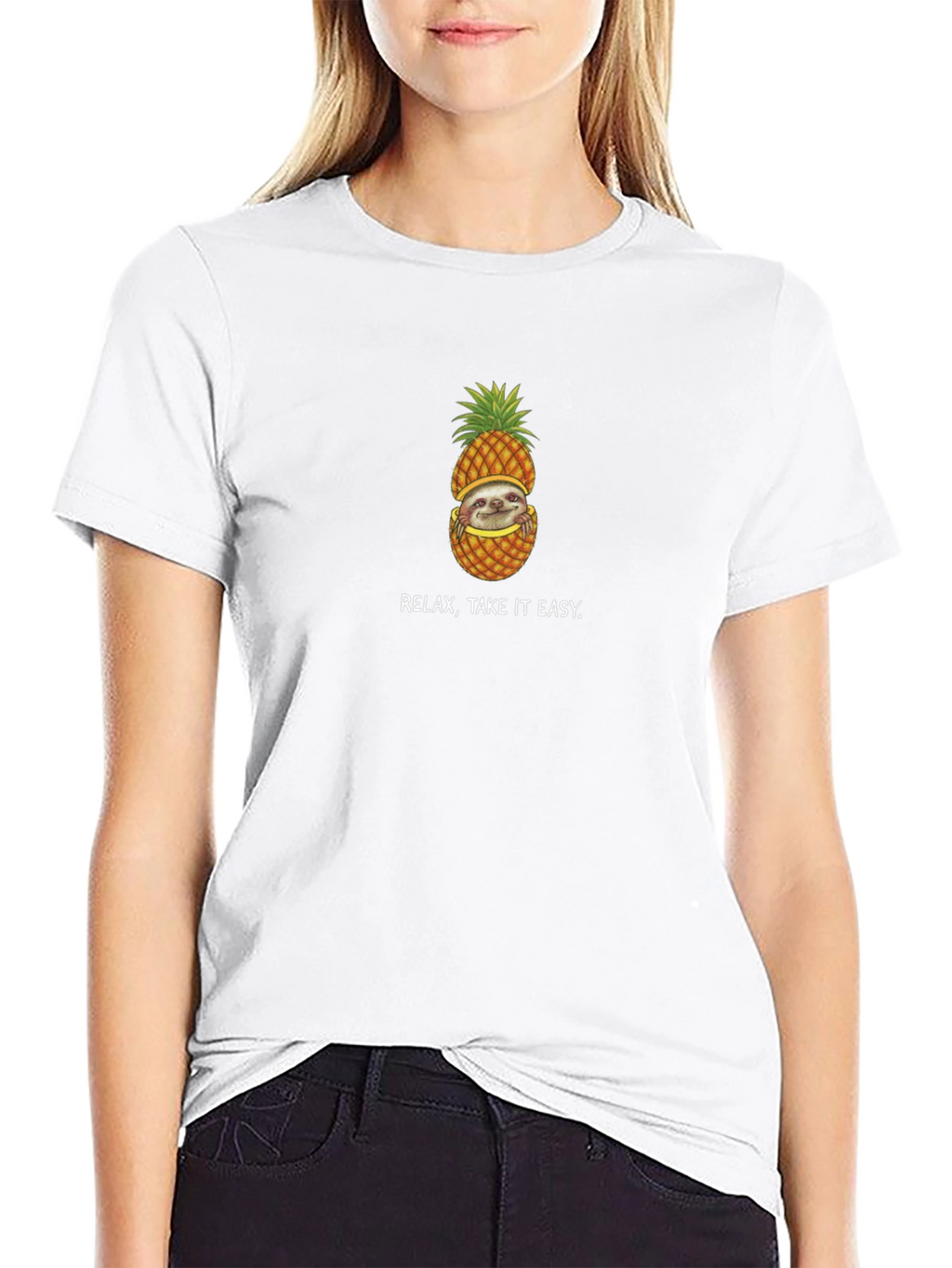Relax Take It Easy Sloth Pineapple T-Shirt