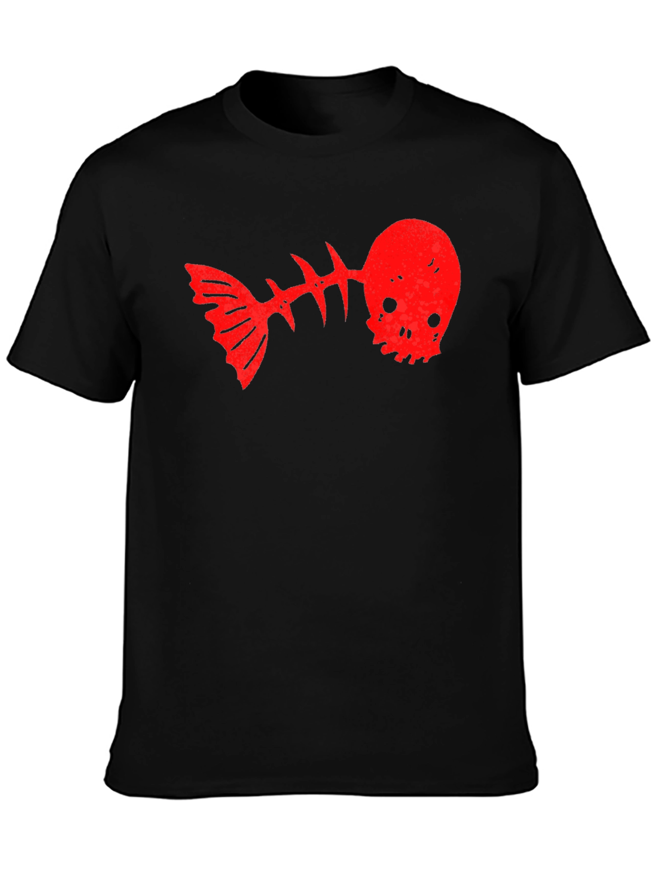 Skull Fishbone Graphic Tee - Black Casual T-Shirt