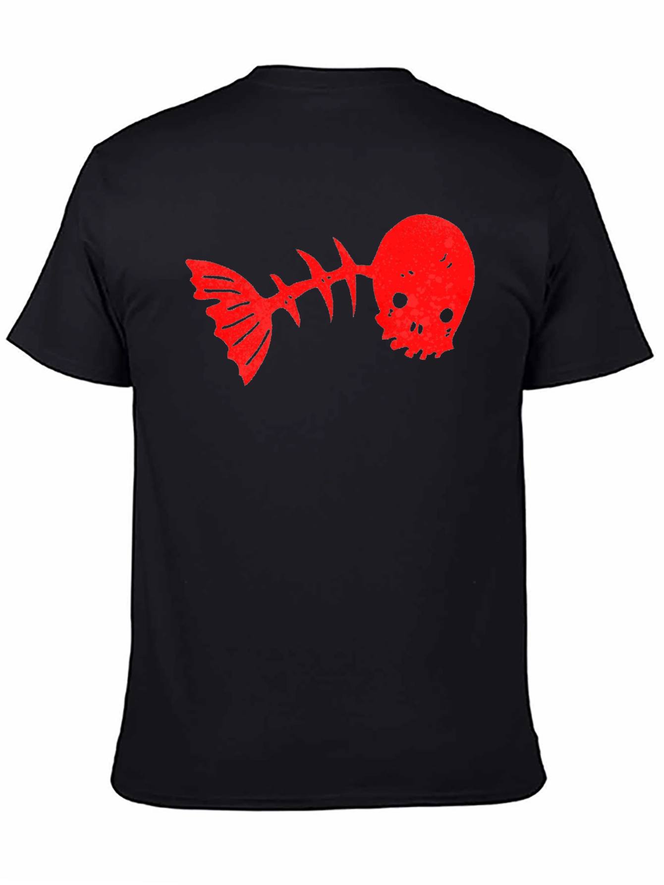 Skull Fishbone Graphic Tee - Black Casual T-Shirt