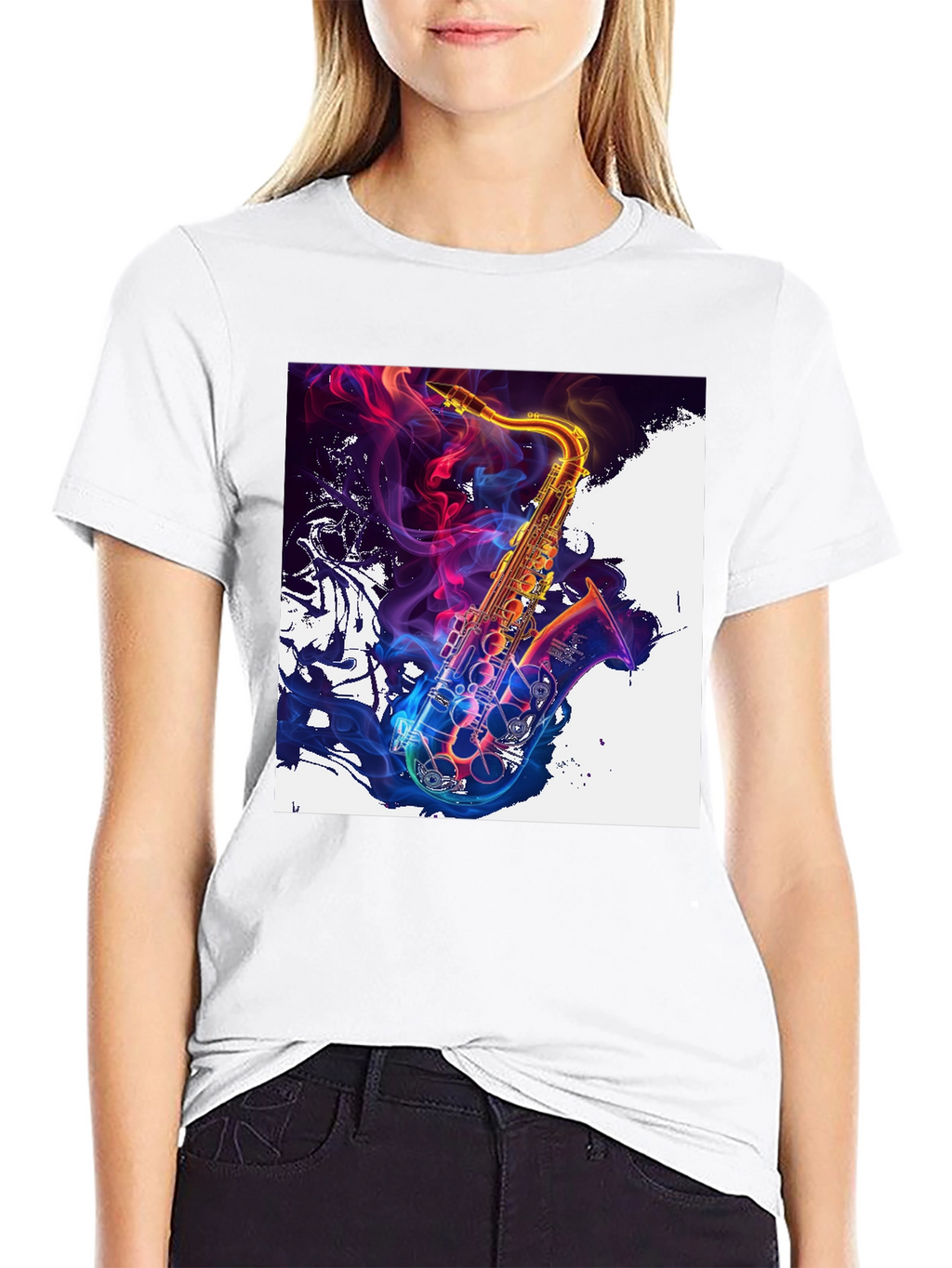 Saxophone Art Graphic T-Shirt - Vibrant Music Lover Tee