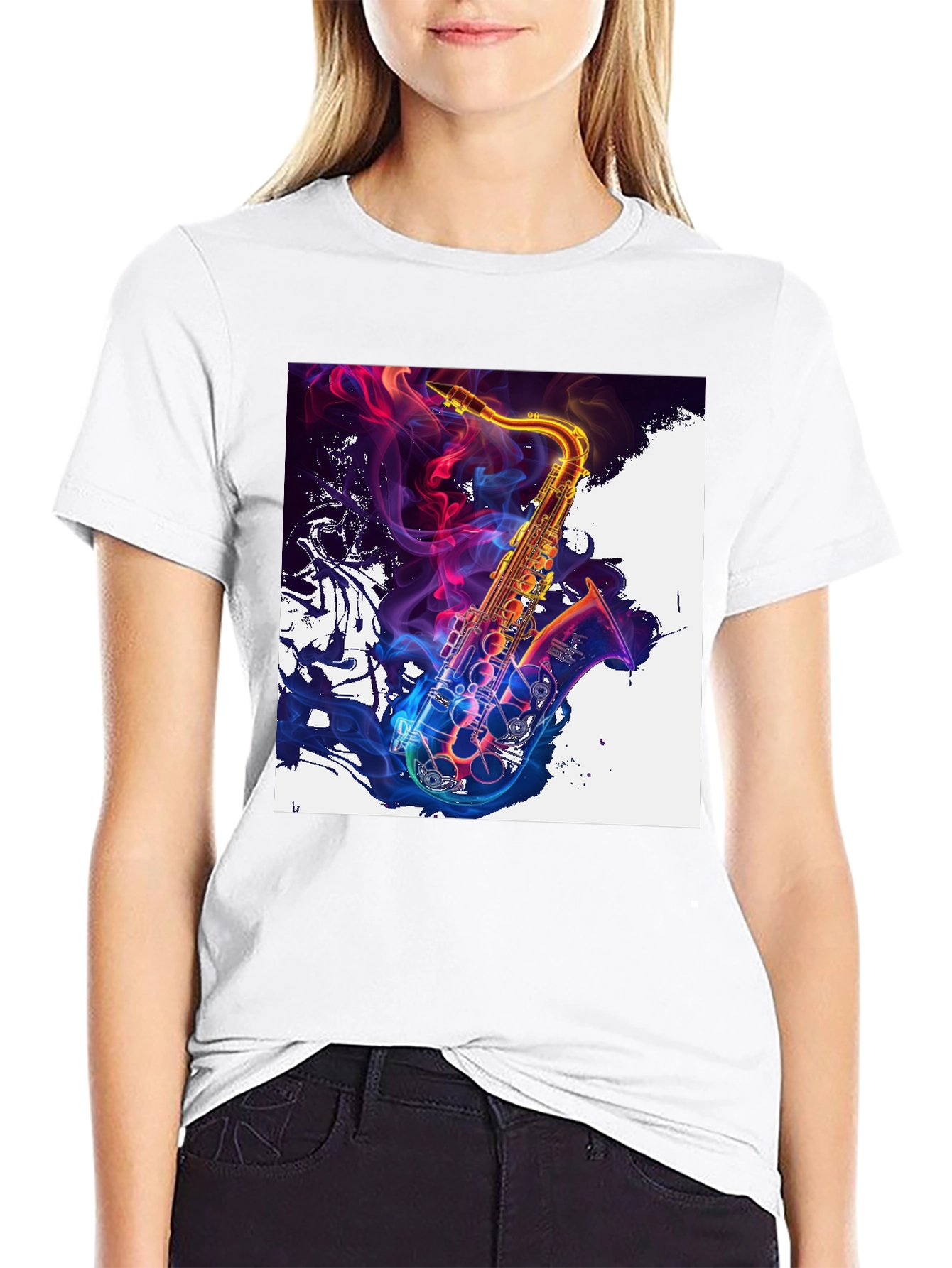 Saxophone Art Graphic T-Shirt - Vibrant Music Lover Tee