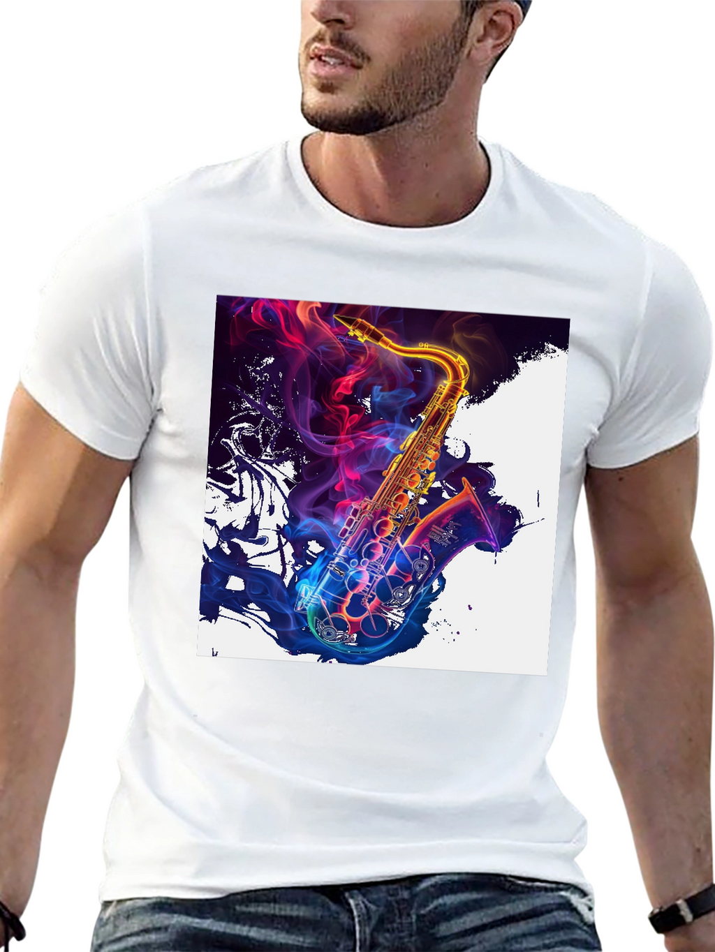 Saxophone Art Graphic T-Shirt - Vibrant Music Lover Tee