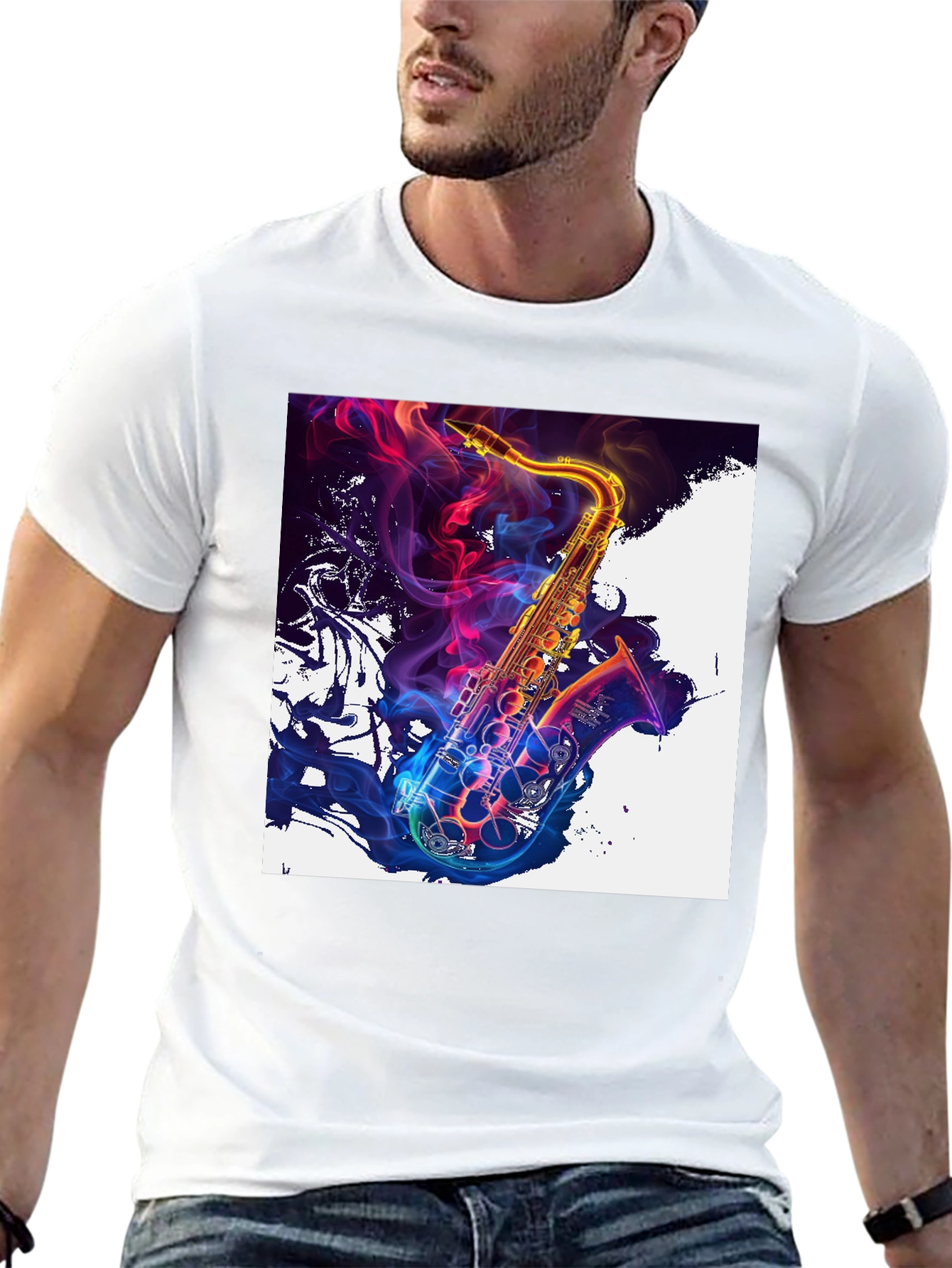 Saxophone Art Graphic T-Shirt - Vibrant Music Lover Tee