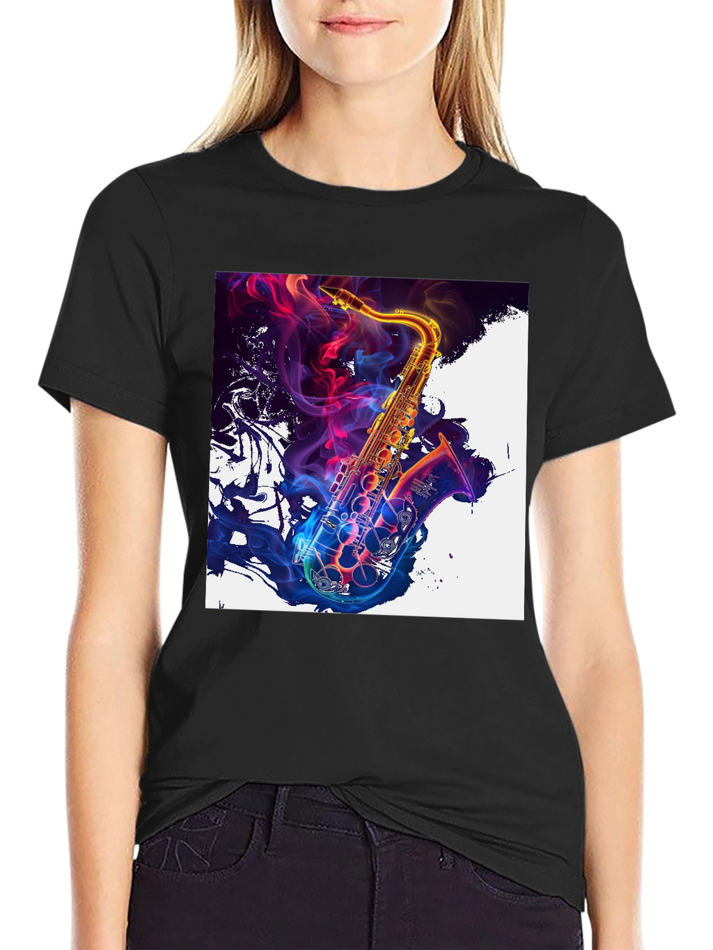 Saxophone Art Graphic T-Shirt - Vibrant Music Lover Tee
