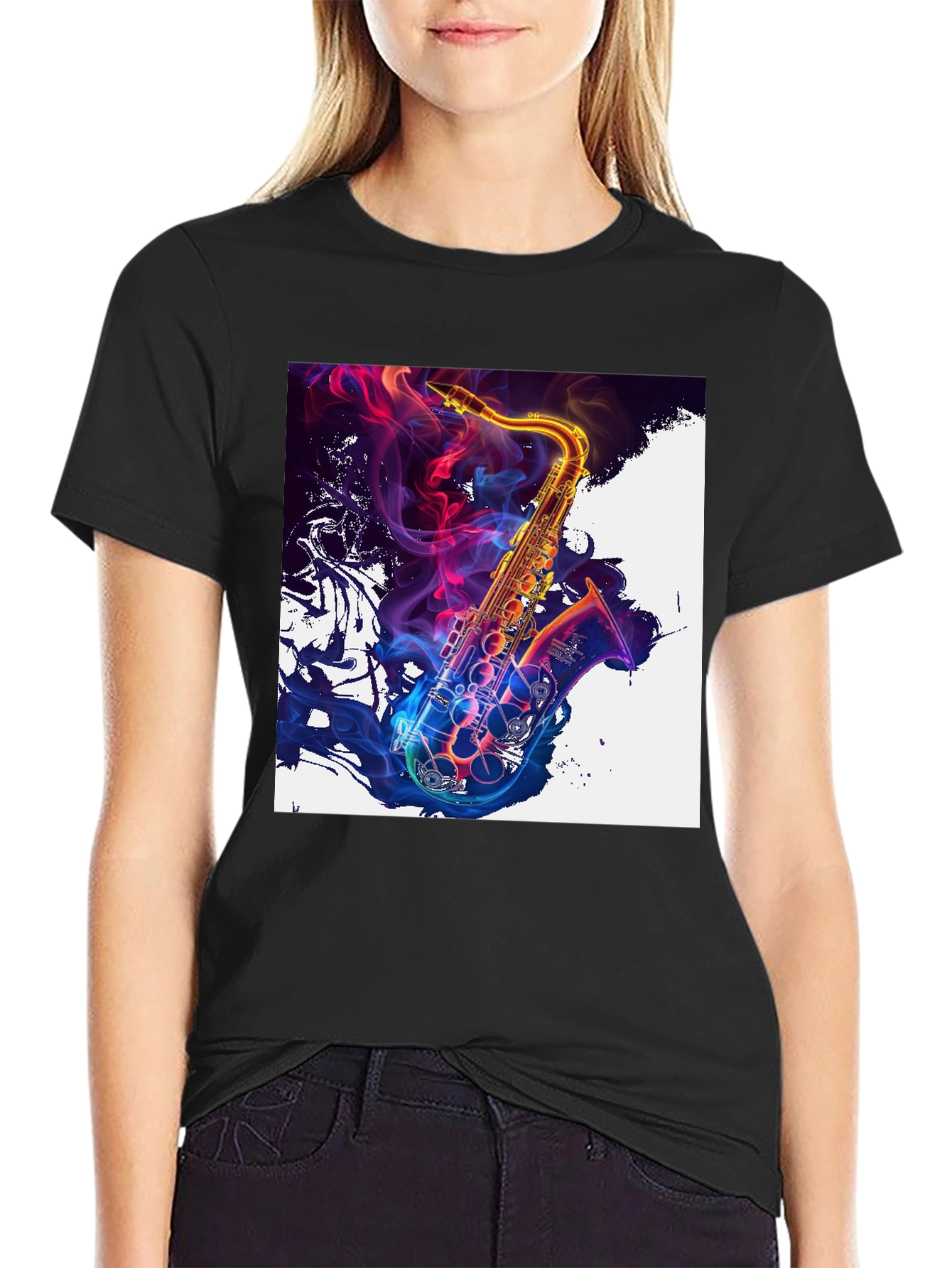 Saxophone Art Graphic T-Shirt - Vibrant Music Lover Tee