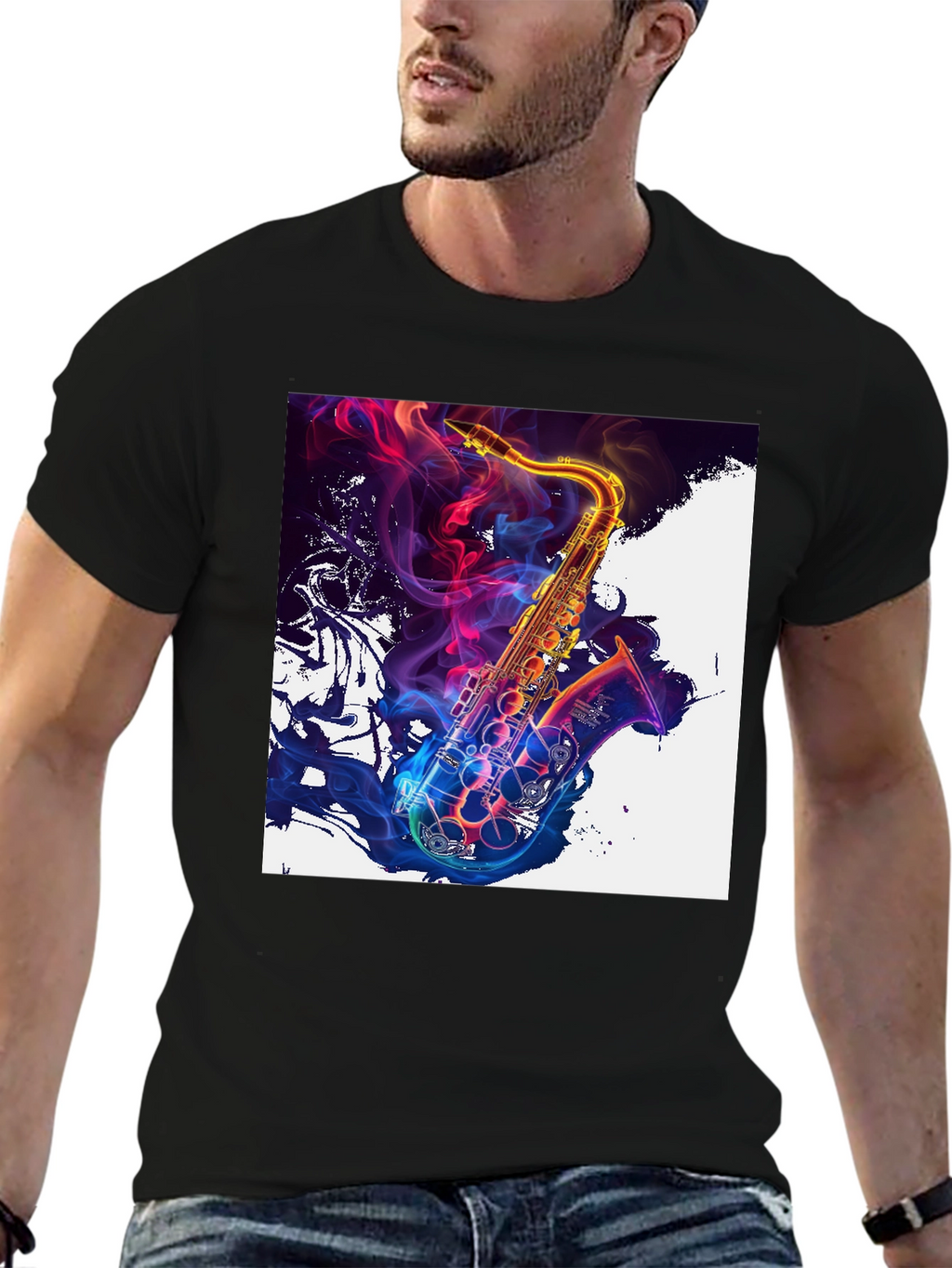 Saxophone Art Graphic T-Shirt - Vibrant Music Lover Tee