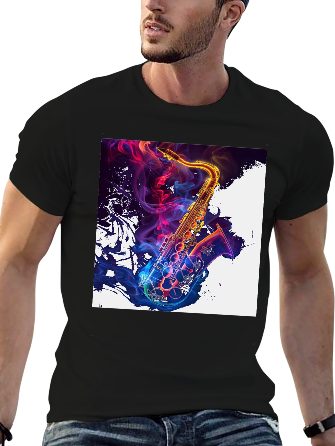 Saxophone Art Graphic T-Shirt - Vibrant Music Lover Tee