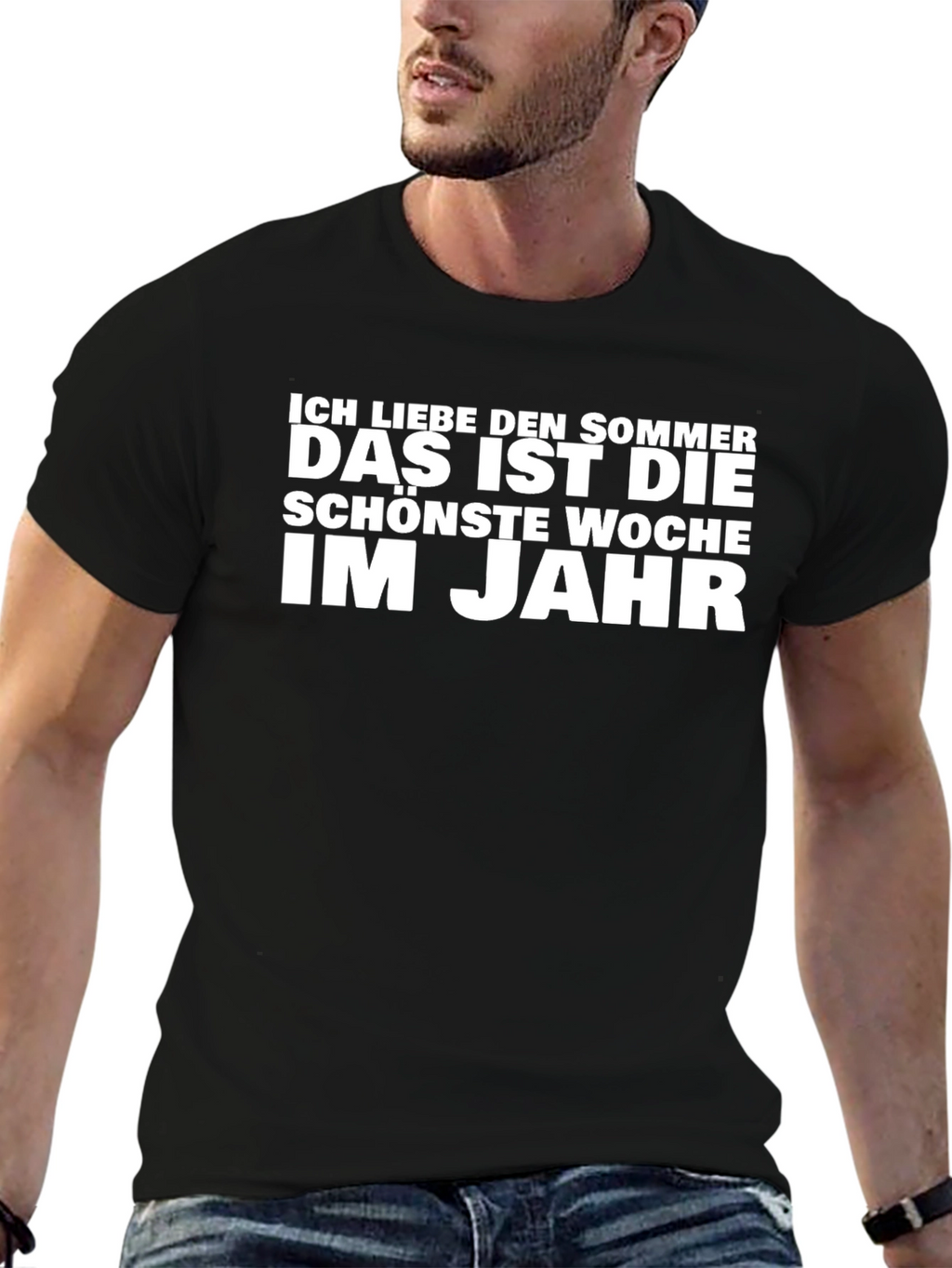 Ich Liebe Den Sommer Black Graphic T-Shirt