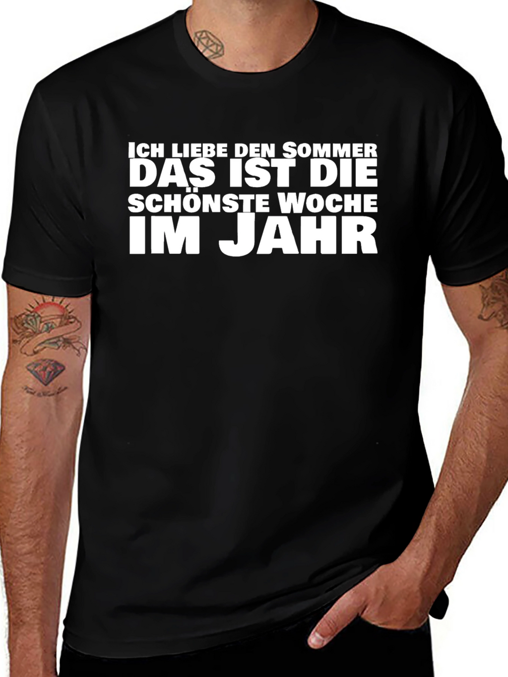 Ich Liebe Den Sommer Black Graphic T-Shirt