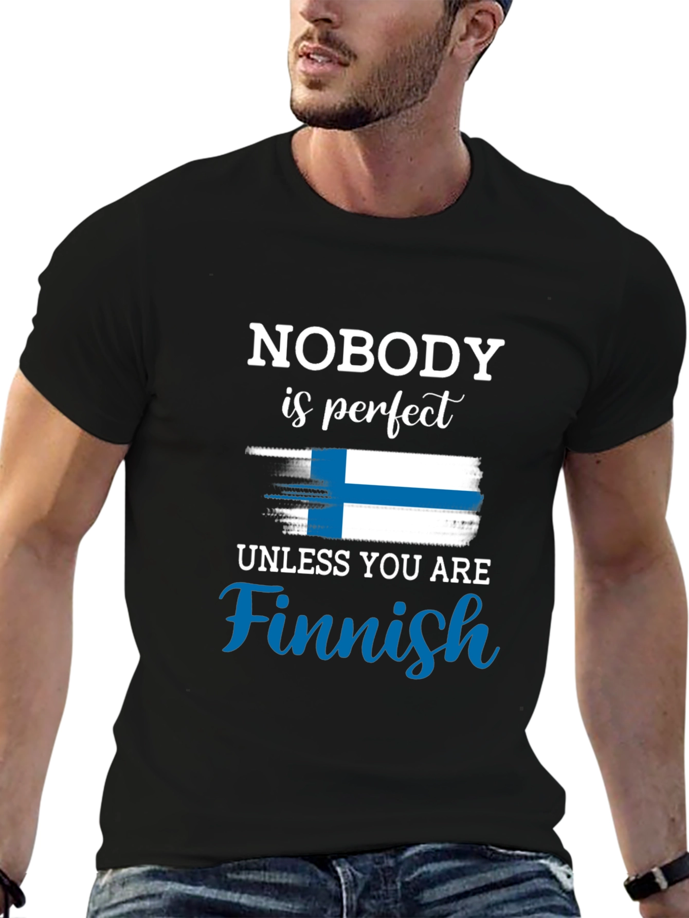 Funny Finnish Pride T-Shirt - Nobody is Perfect Finland Flag