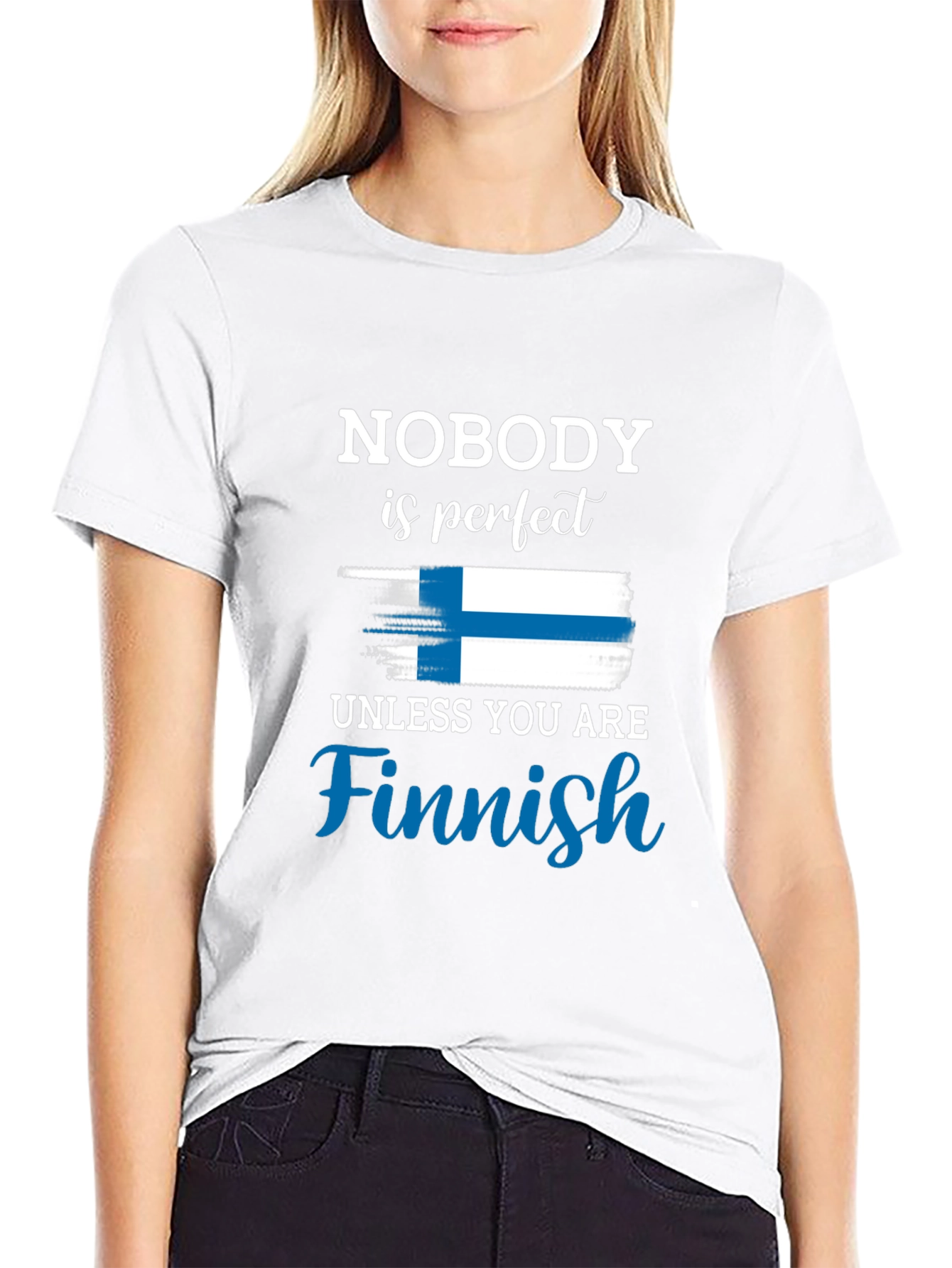 Funny Finnish Pride T-Shirt - Nobody is Perfect Finland Flag