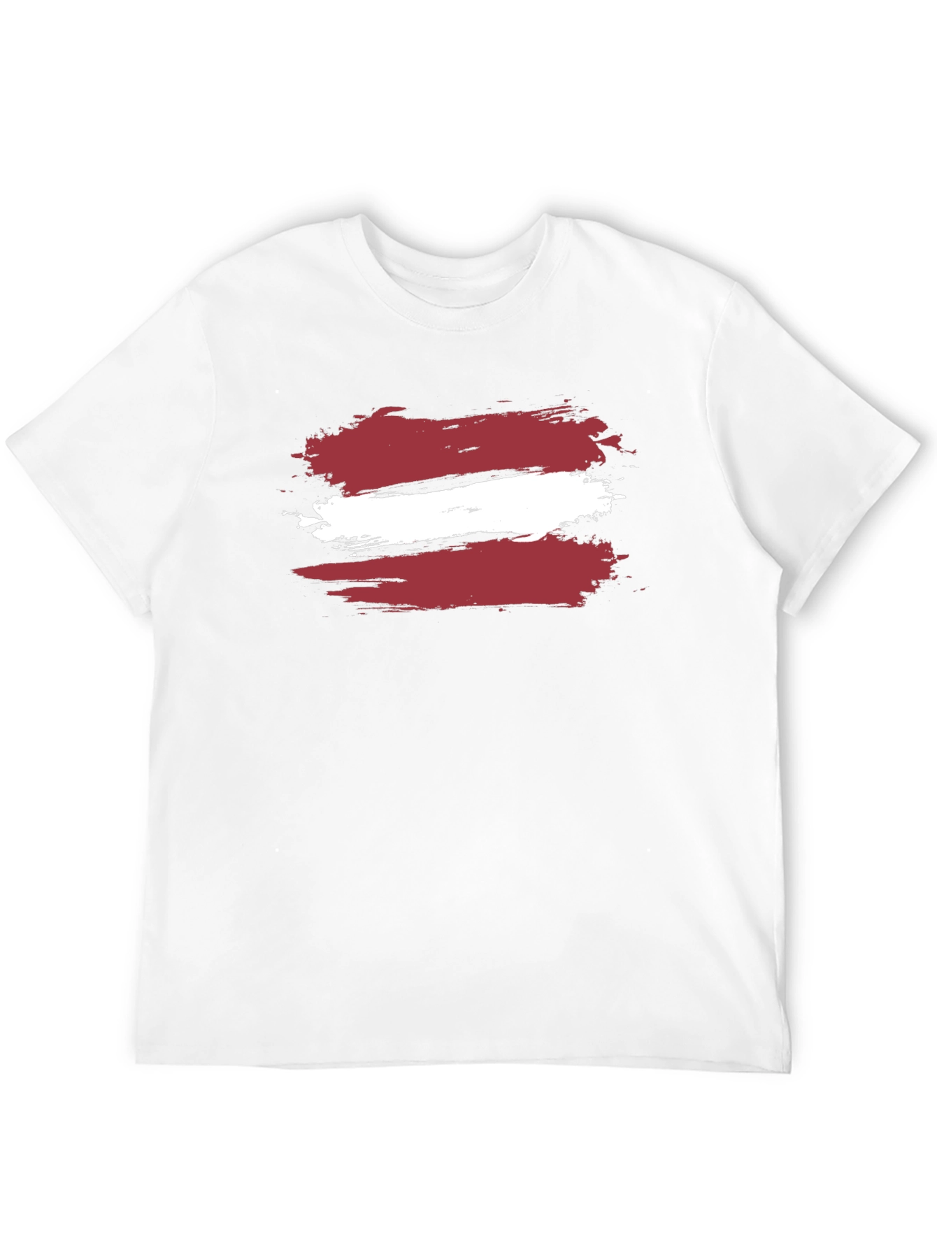 Latvia Flag Brushstroke T-Shirt - Black Casual Style