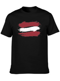 Latvia Flag Brushstroke T-Shirt - Black Casual Style