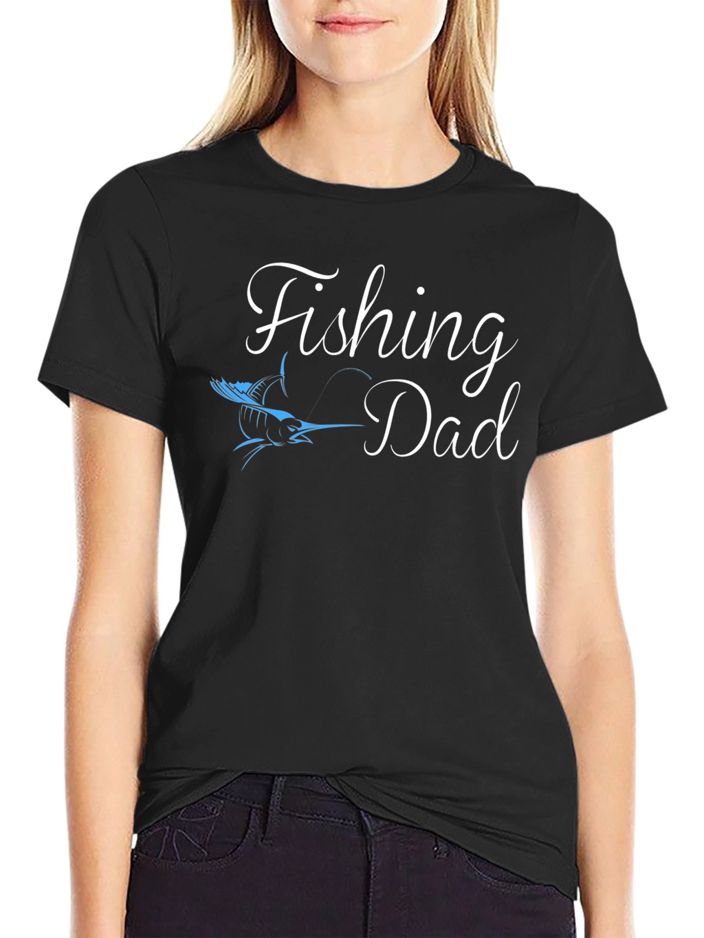 Fishing Dad T-Shirt - Black Tee with Fish Graphic