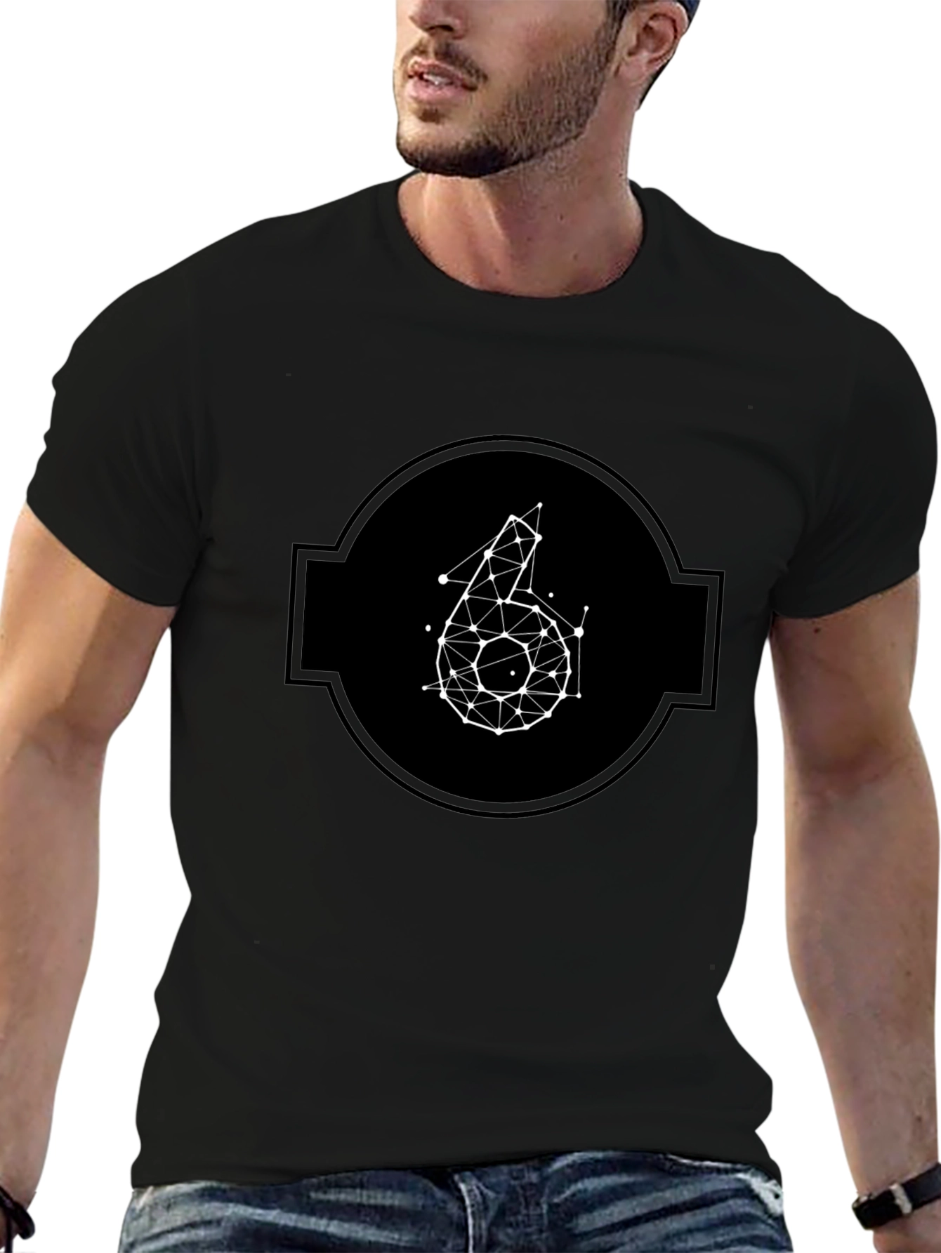 Geometric Number 6 Graphic Tee - Modern Mens T-Shirt