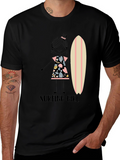 Surfing Girl Graphic Tee - Black