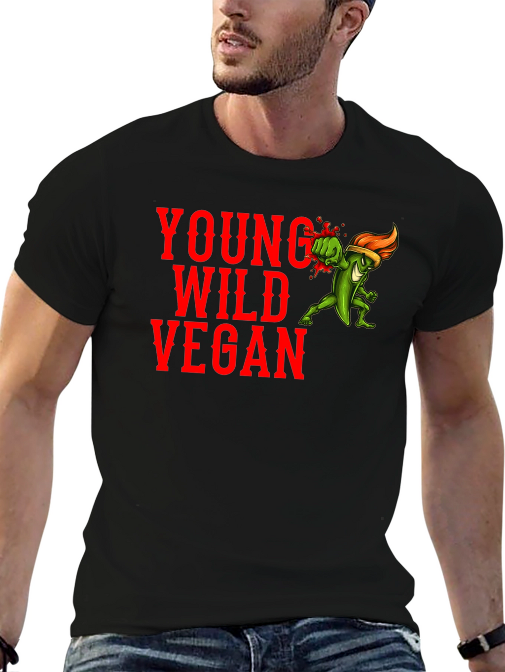 Young Wild Vegan Graphic Tee - Black