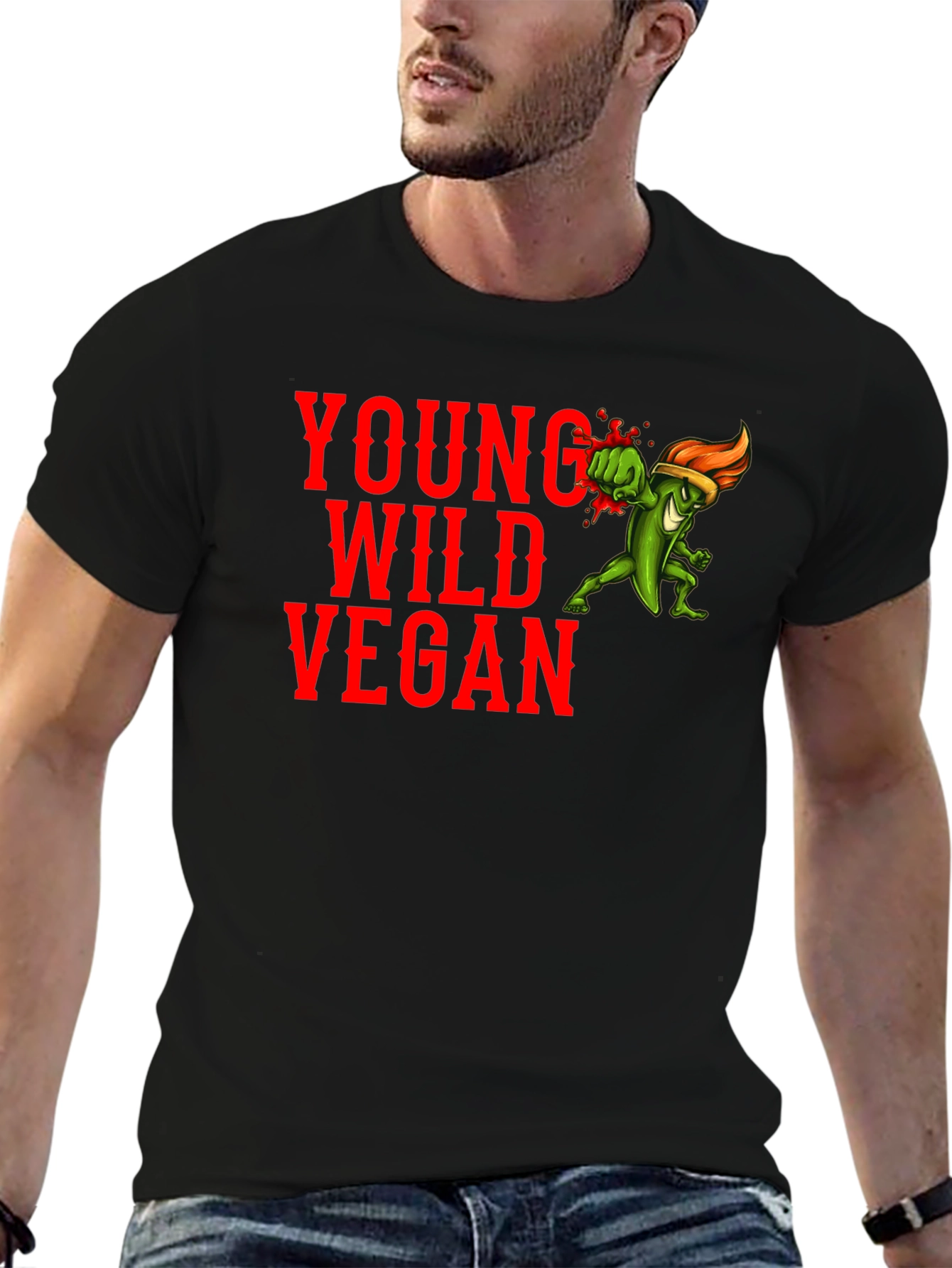 Young Wild Vegan Graphic Tee - Black