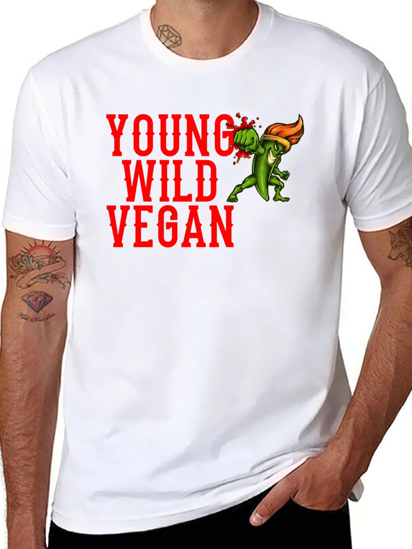 Young Wild Vegan Graphic Tee - Black
