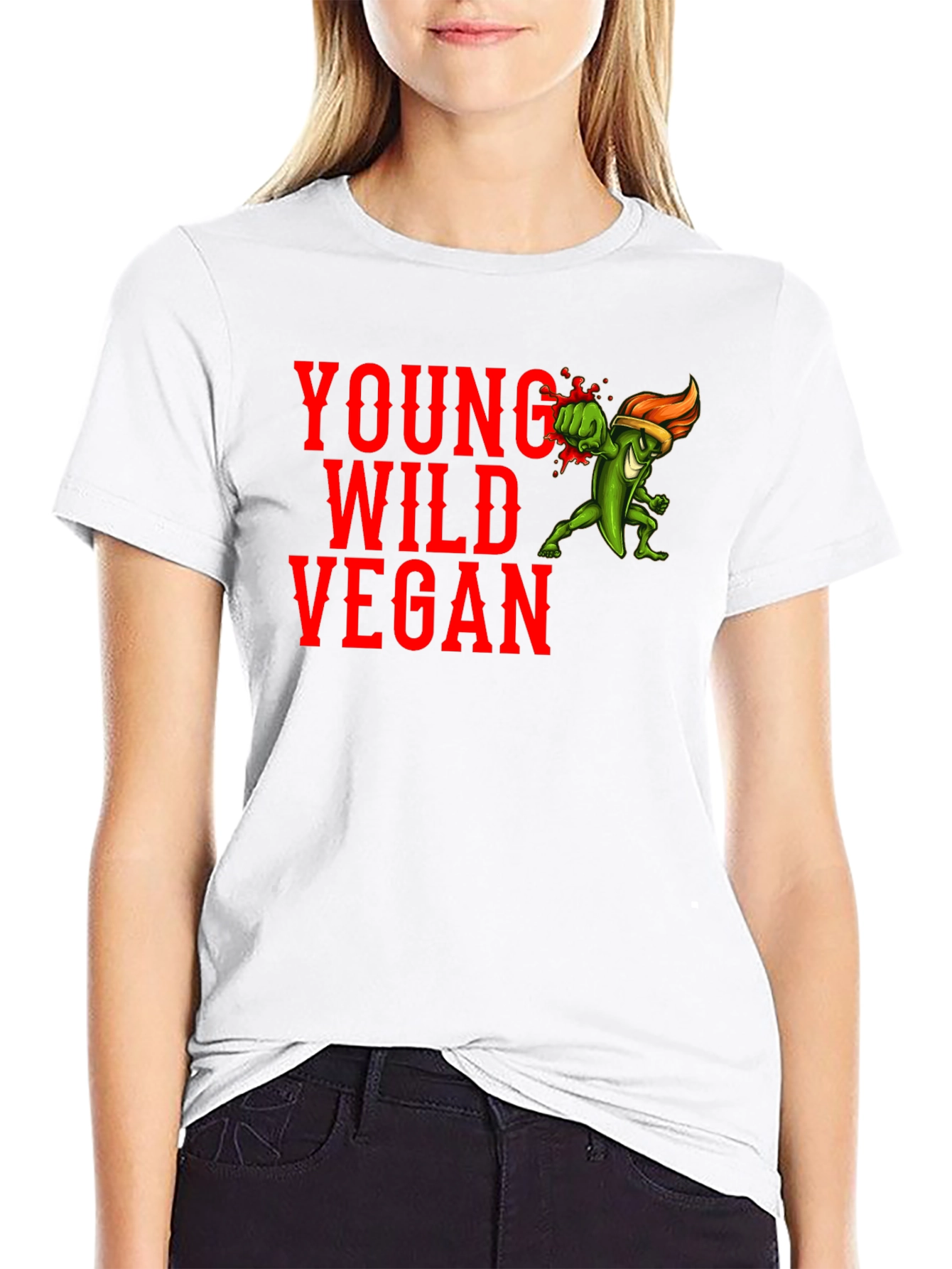 Young Wild Vegan Graphic Tee - Black