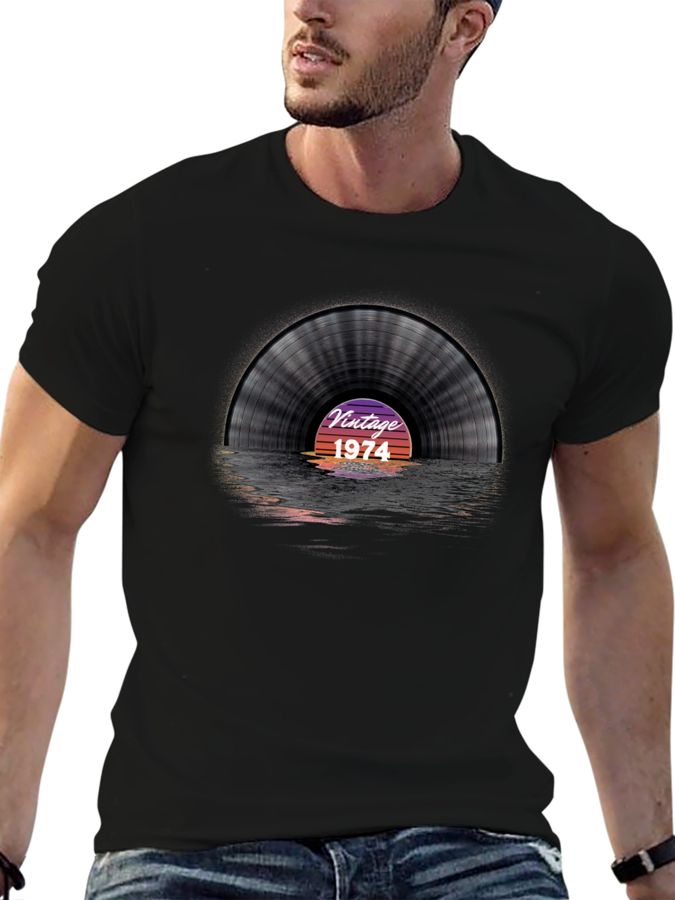 Vintage 1974 Record T-Shirt - Classic Vinyl Style