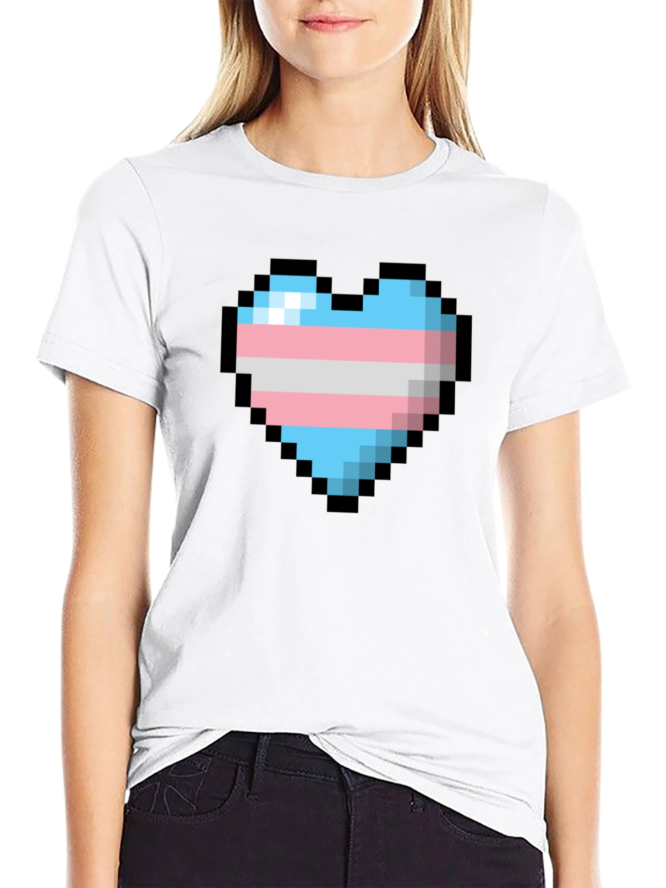 Trans Pride Pixel Heart Graphic Tee