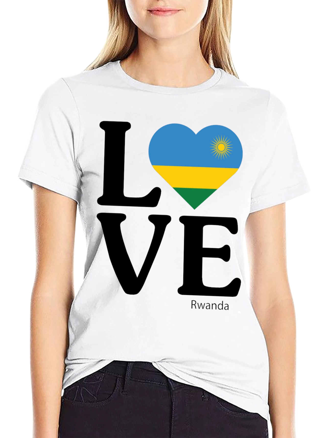 Rwanda Love Heart Flag T-Shirt