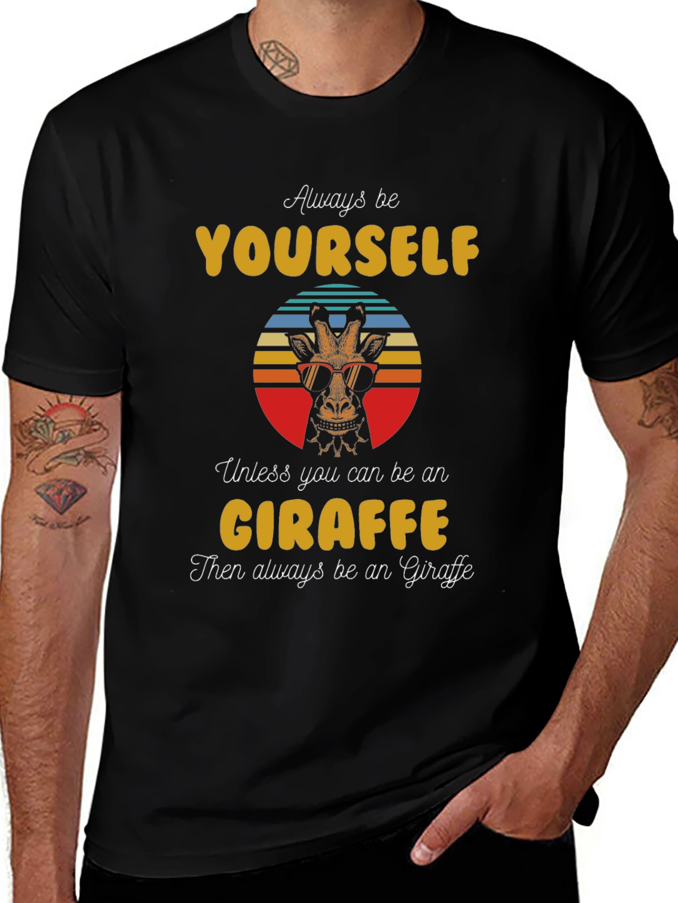 Cool Giraffe Graphic Tee - Always Be Yourself T-Shirt