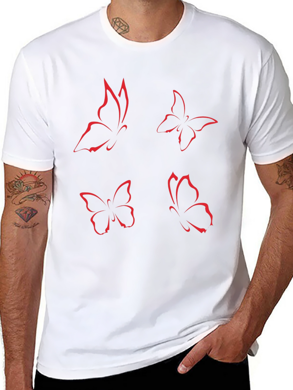 Butterfly Graphic Tee - Black Short Sleeve