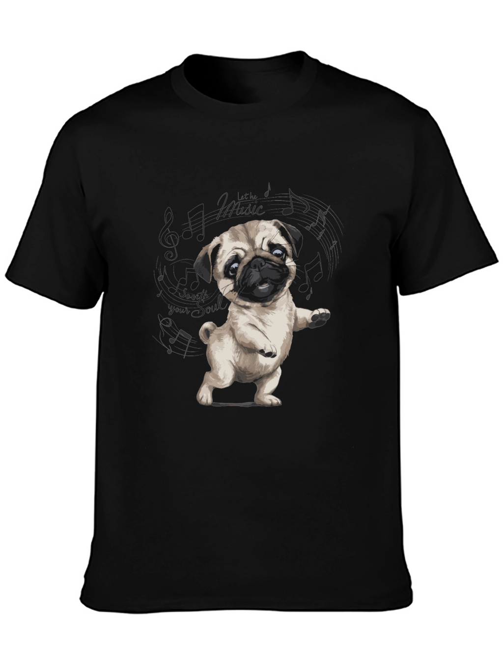 Dancing Pug Black T-Shirt
