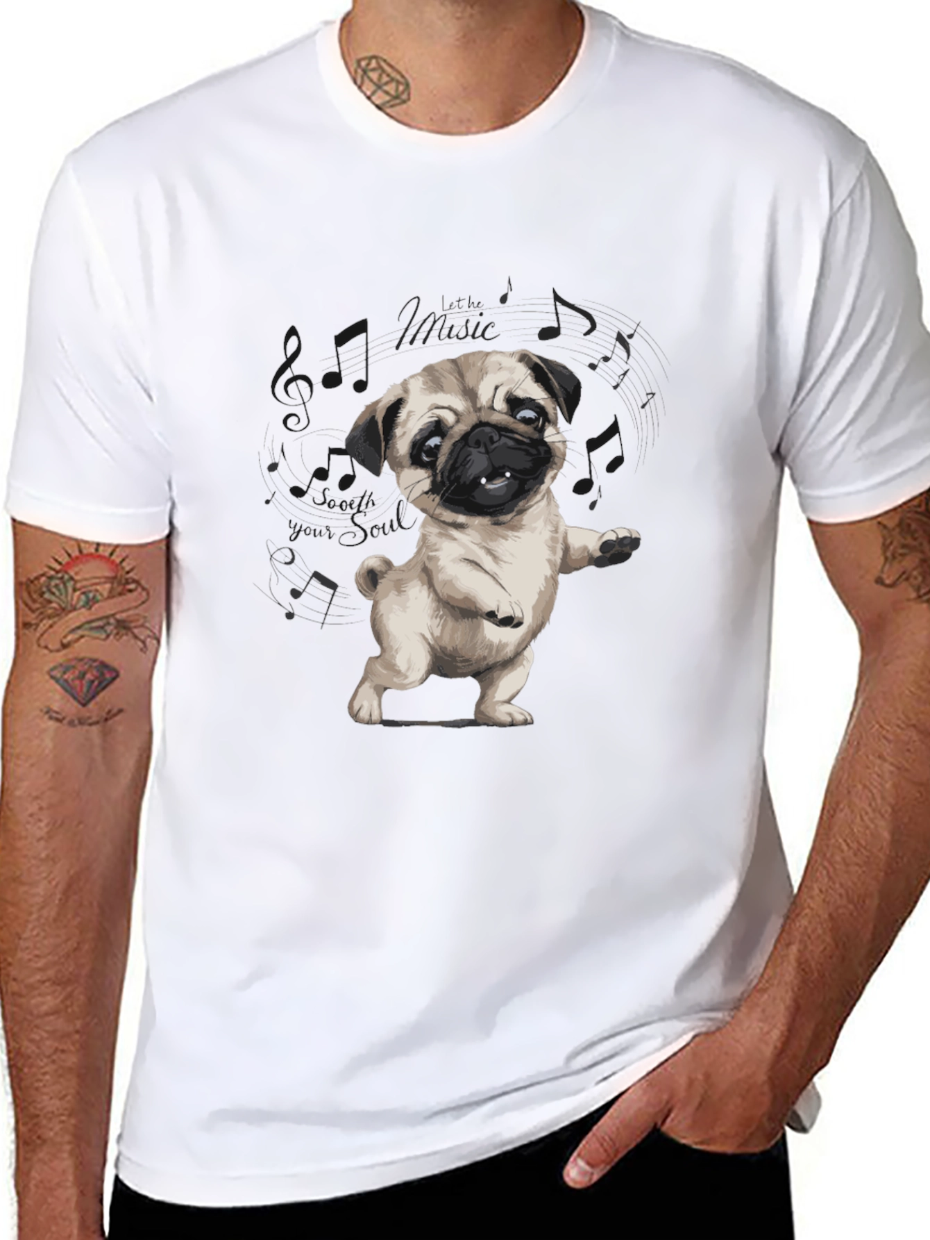 Dancing Pug Black T-Shirt