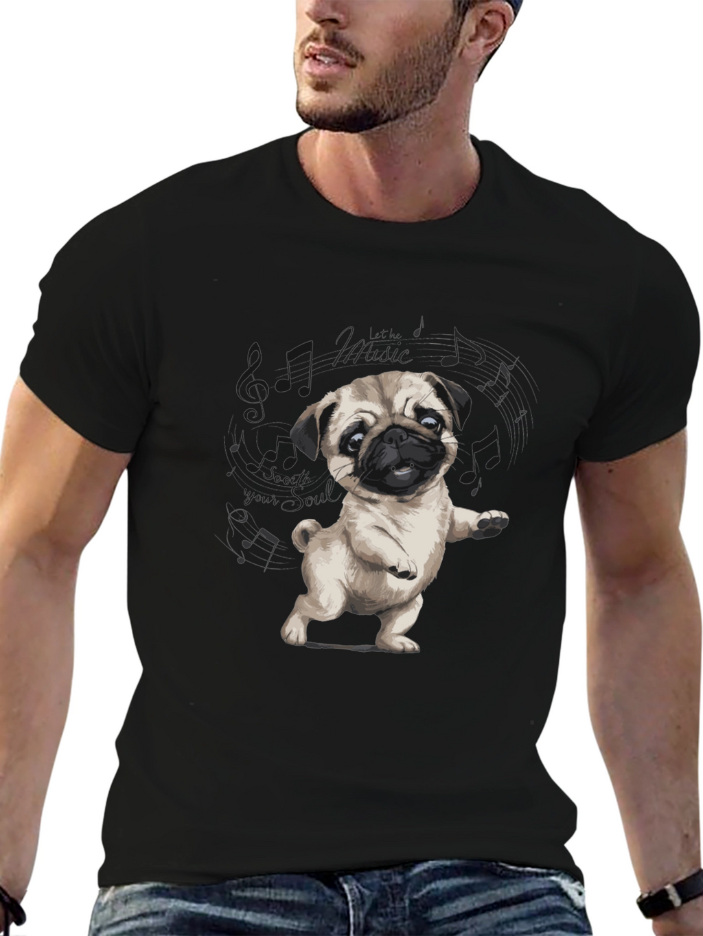 Dancing Pug Black T-Shirt