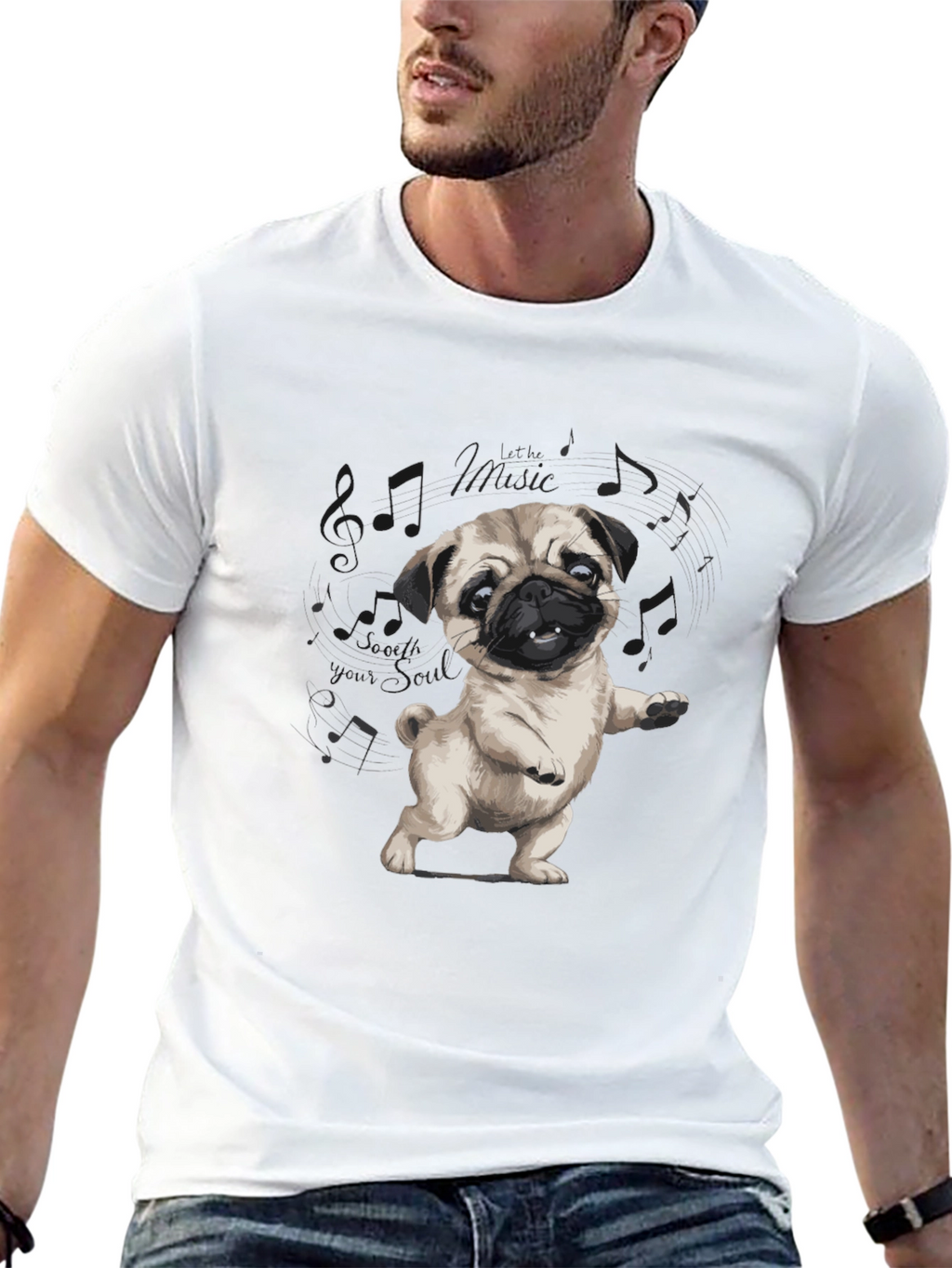Dancing Pug Black T-Shirt