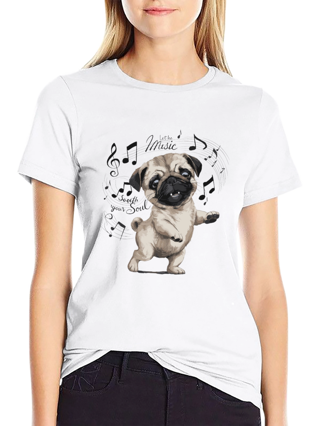 Dancing Pug Black T-Shirt