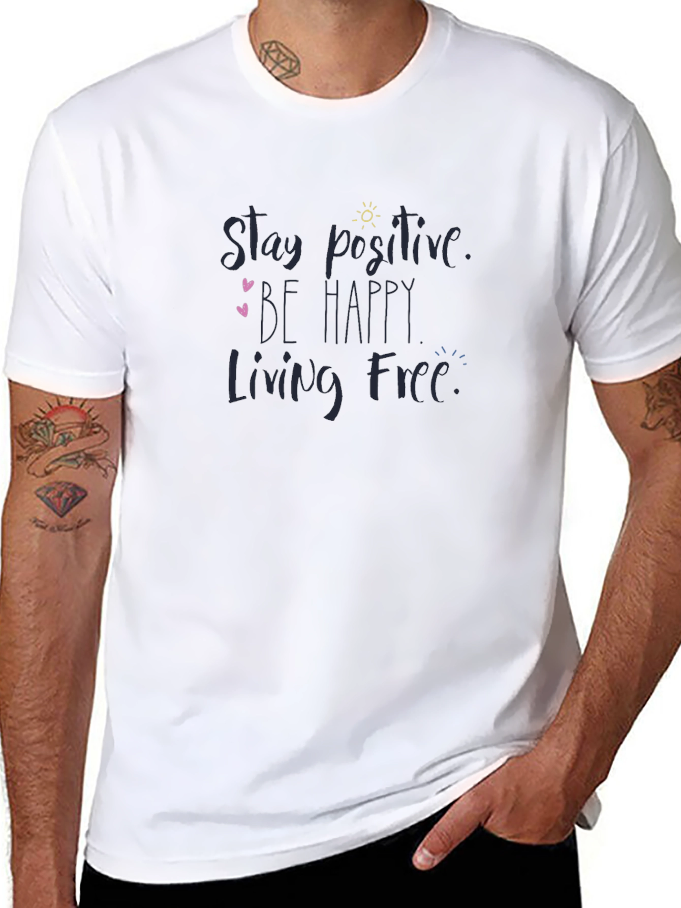 Stay Positive Graphic Tee - Black Cotton T-Shirt