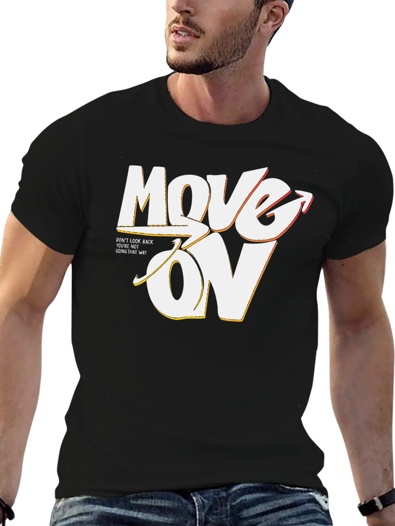 Move On Graphic Tee - Stylish Black T-Shirt for Men