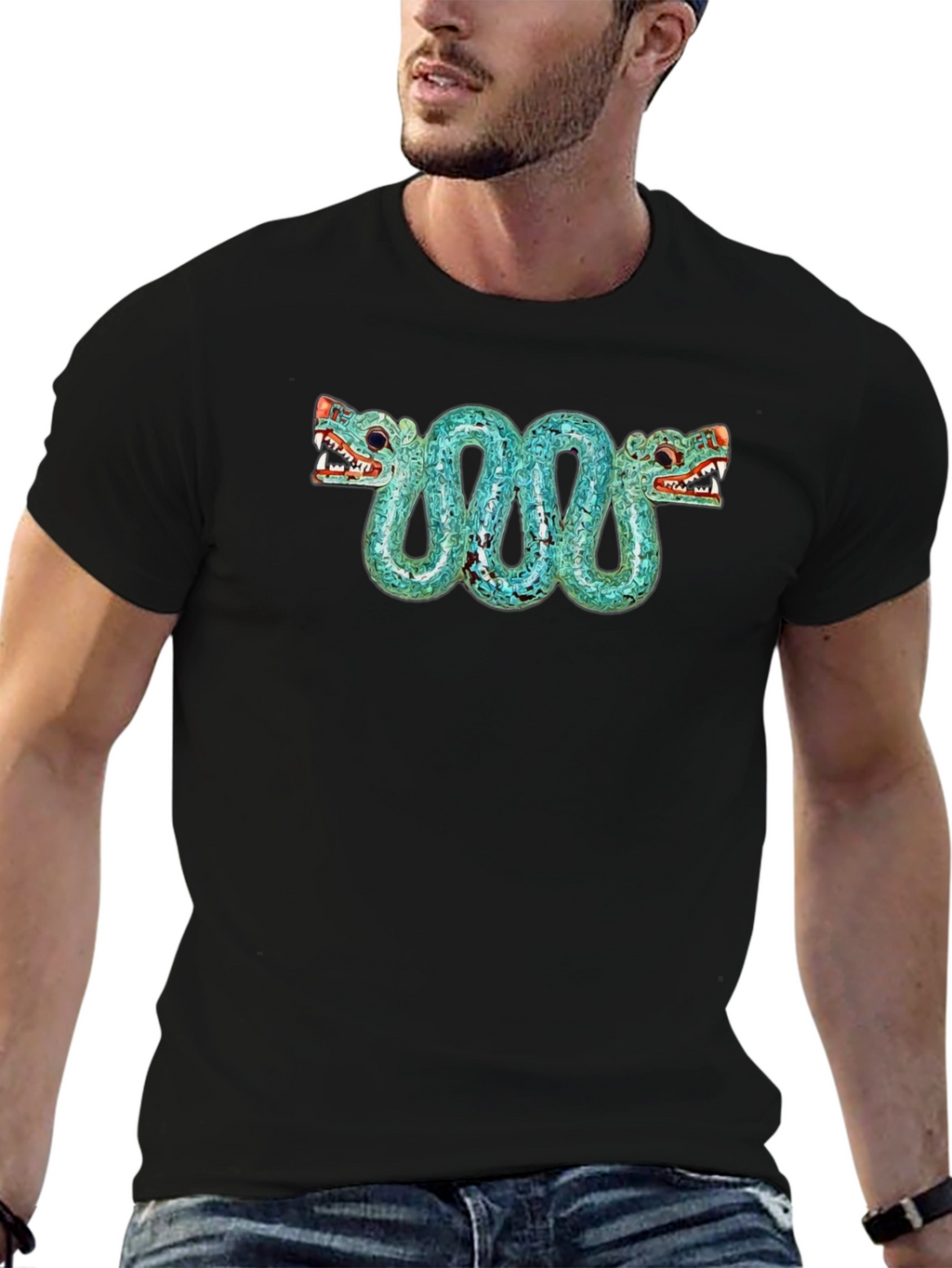 Aztec Serpent T-Shirt - Black Graphic Tee