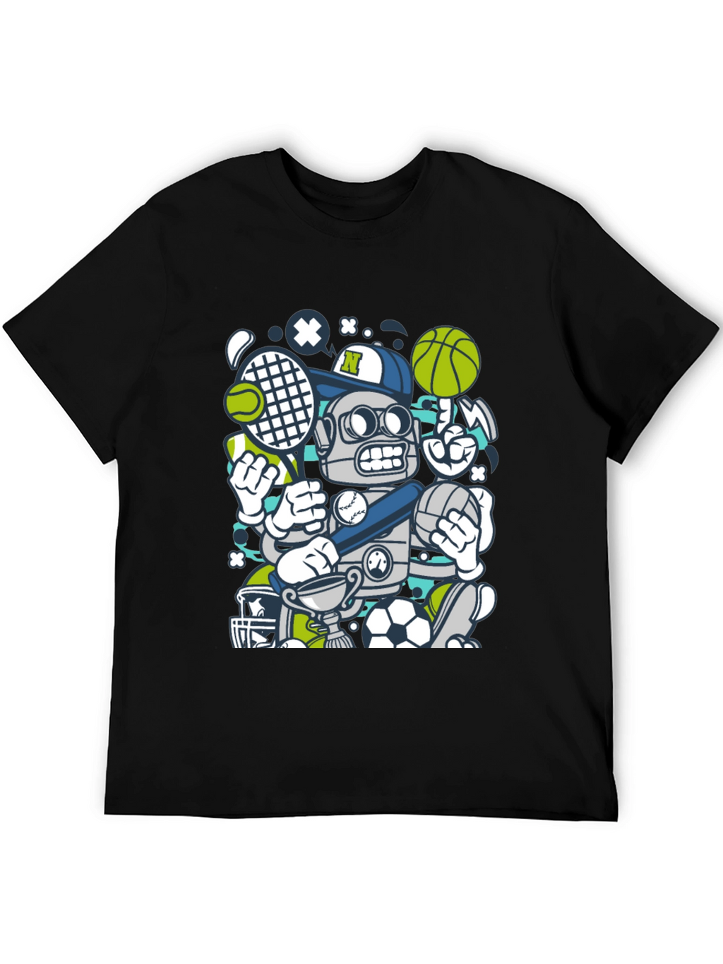 Sports Robot Graphic T-Shirt - Cool Design
