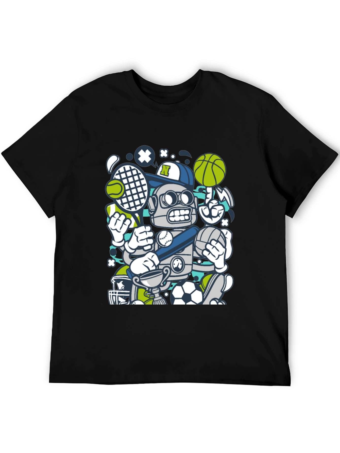 Sports Robot Graphic T-Shirt - Cool Design