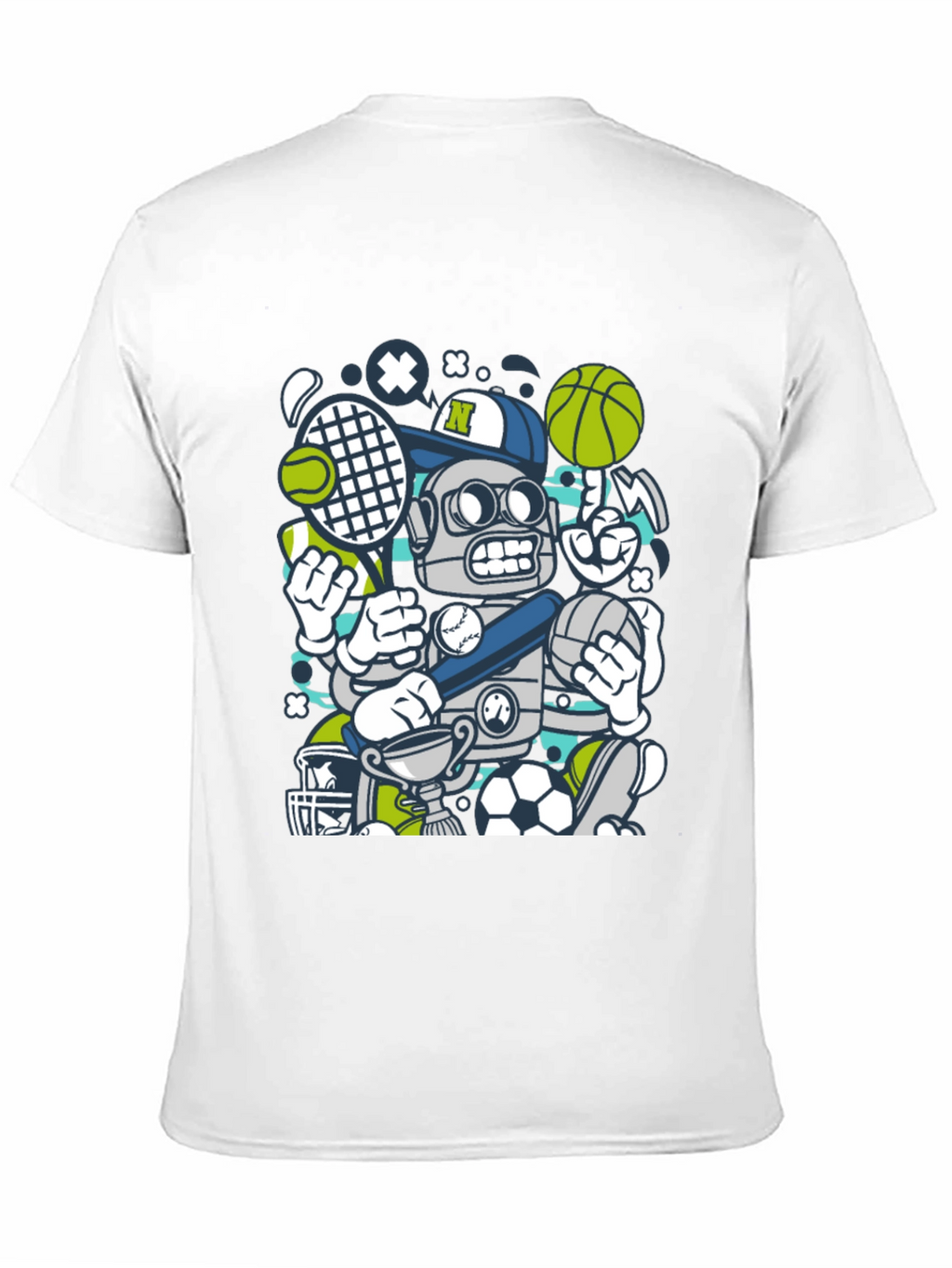 Sports Robot Graphic T-Shirt - Cool Design