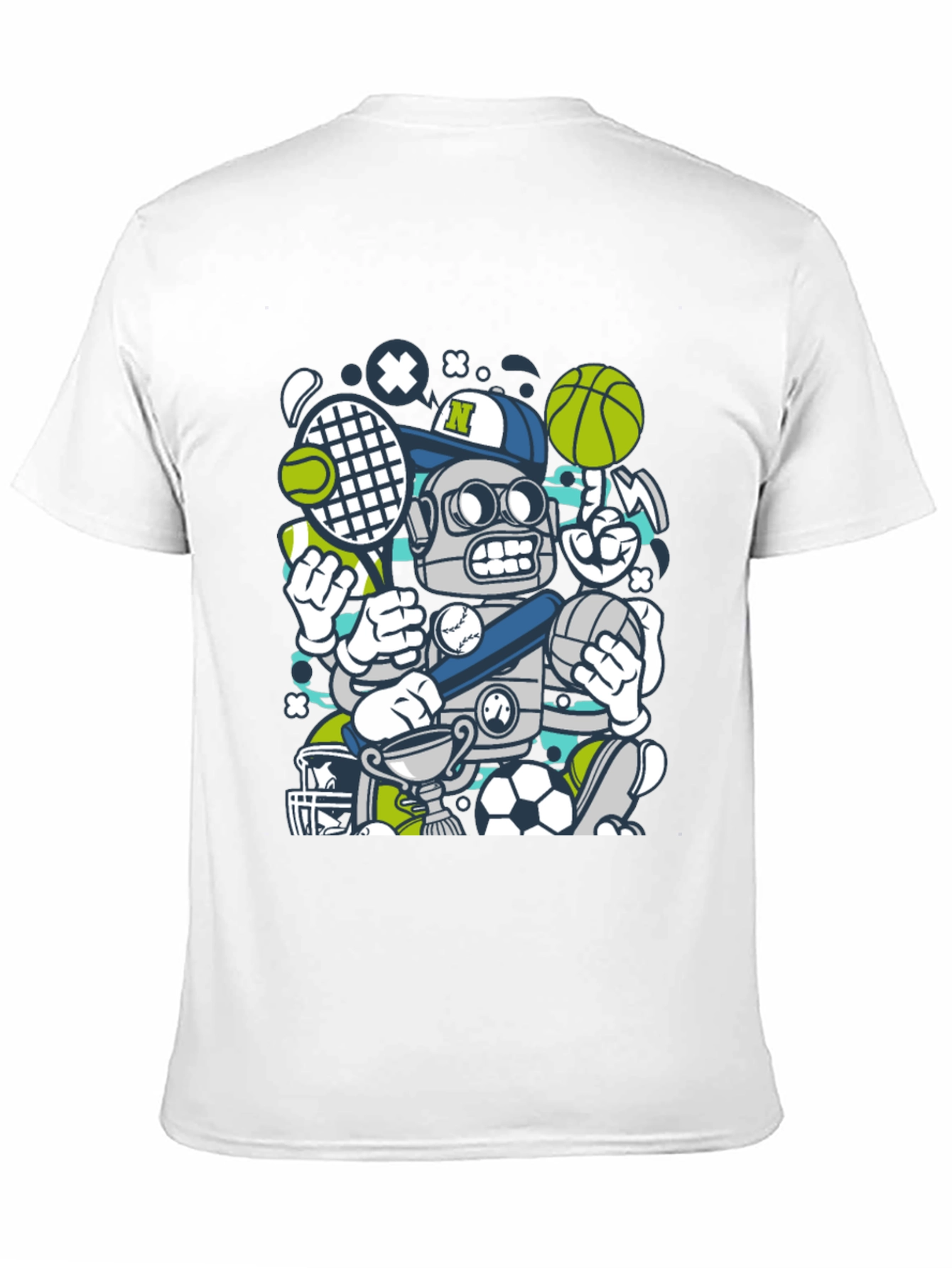 Sports Robot Graphic T-Shirt - Cool Design